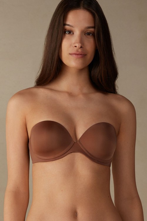 Intimissimi Anna Bandeau Bra in Ultralight Microfiber Tmavě Béžový | 8275439-KM