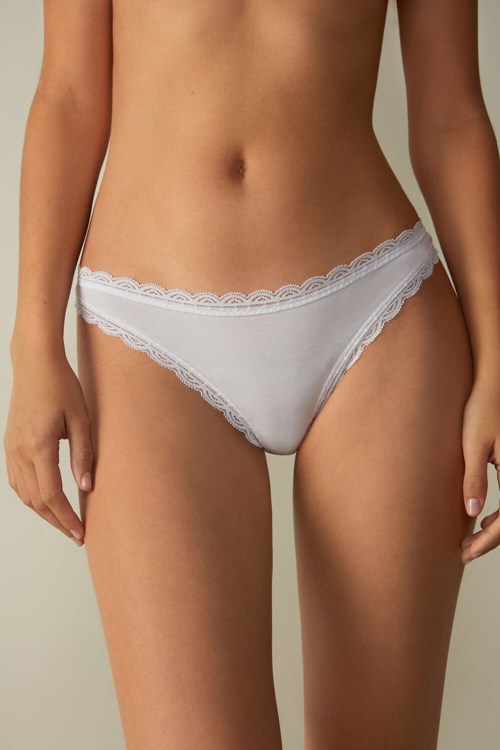 Intimissimi Bavlněné and Krajkové Brazilian Bílé Bílé | 9714063-PF