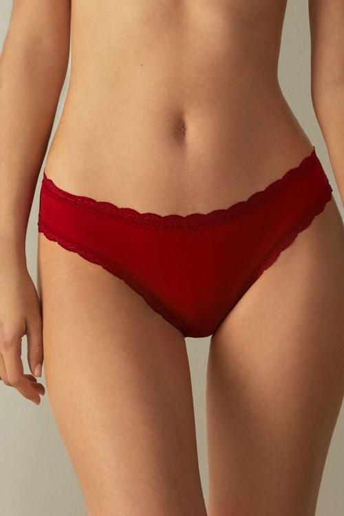 Intimissimi Bavlněné and Krajkové Panties Červené Červené | 1567348-UT