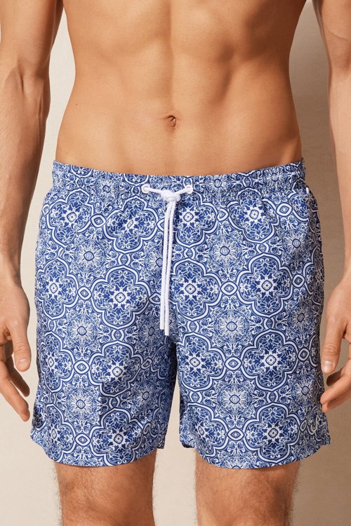 Intimissimi Blue Majolica Print Swim Trunks Blankyt Bílé Blankyt | 2307589-KV