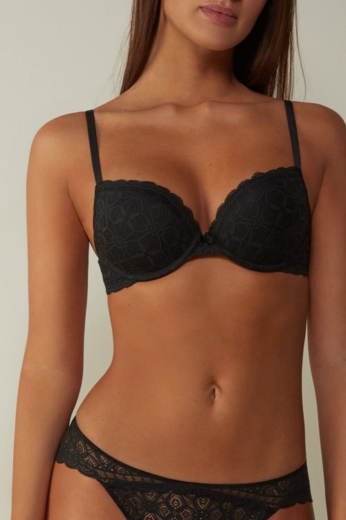 Intimissimi Elettra Super Push-up Bra in Krajkové Černé Černé | 2193706-TR