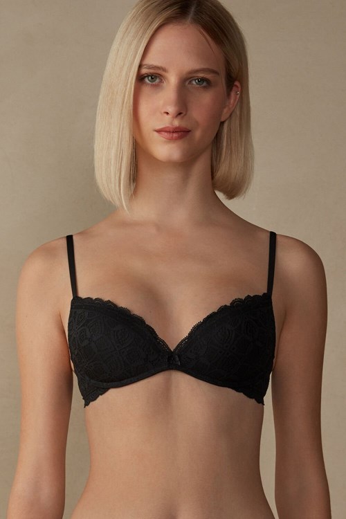 Intimissimi Gioia Super Push-Up Bra in Krajkové Černé Černé | 4130862-OQ