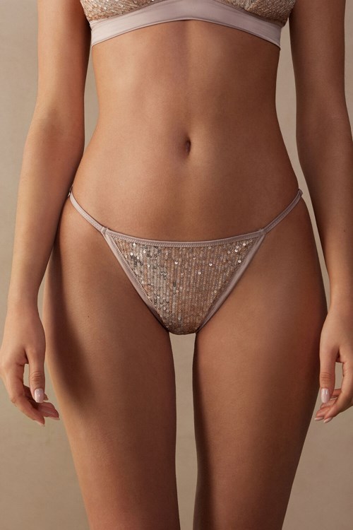 Intimissimi Glistening Charme String Brazilian Stříbrné | 8796231-LA