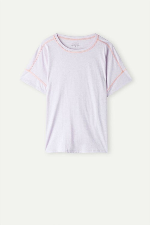 Intimissimi Iris and Apricot Krátké Sleeve Supima® Ultrafresh Bavlněné Top Violet - 3059 - Bianco | 3519720-OS