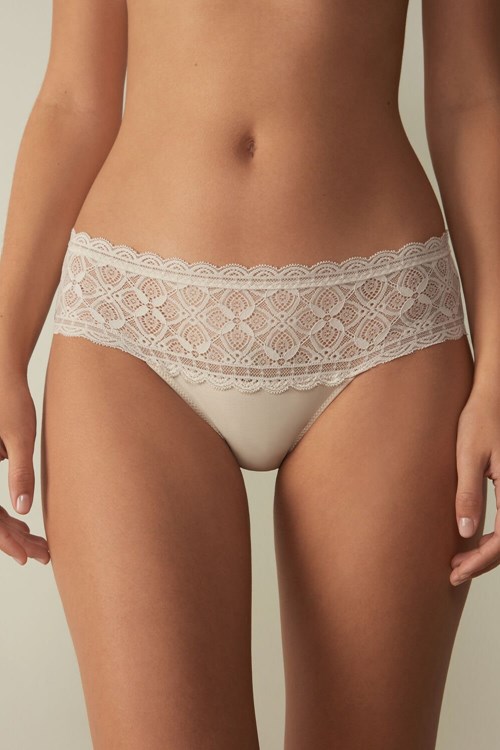 Intimissimi Krajkové and Bavlněné High Rise Panties Růžové | 7914305-FX