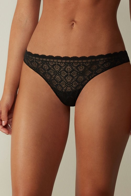 Intimissimi Krajkové and Microfiber Brazilian Černé Černé | 0472365-IK