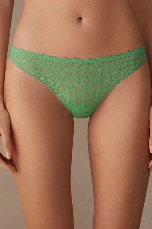 Intimissimi Krajkové and Microfiber Brazilian Zelene Mátově Zelená | 1580392-GH