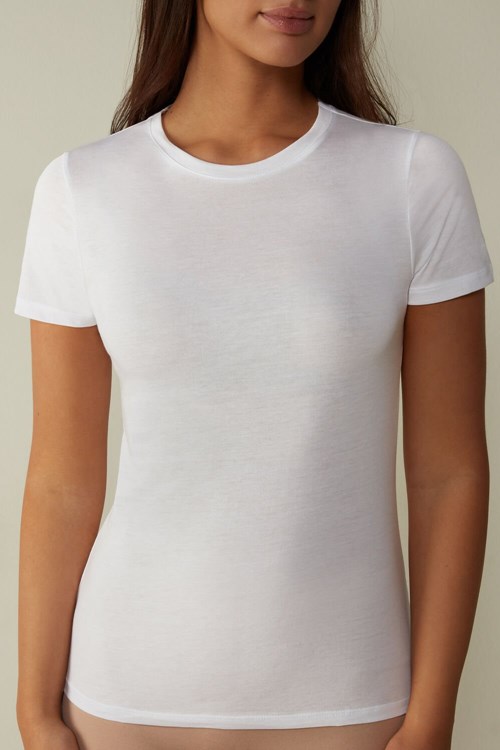 Intimissimi Krátké-Sleeve T-shirt in Ultrafresh Supima® Bavlněné Bílé Bílé | 1308679-HB