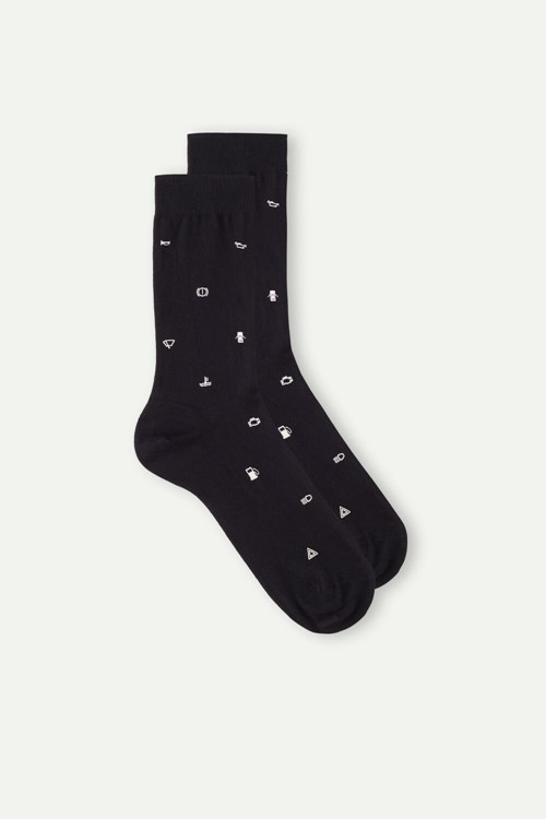 Intimissimi Krátké Socks in Patterned Bavlněné Černé Černé Světle | 8762934-UF