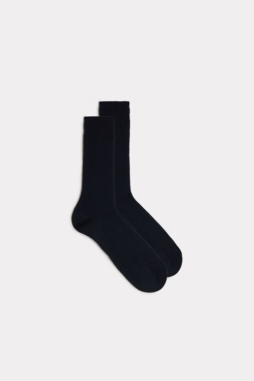 Intimissimi Krátké Žebrovaný Egyptian Bavlněné Socks Blankyt Blankyt | 4703159-FJ