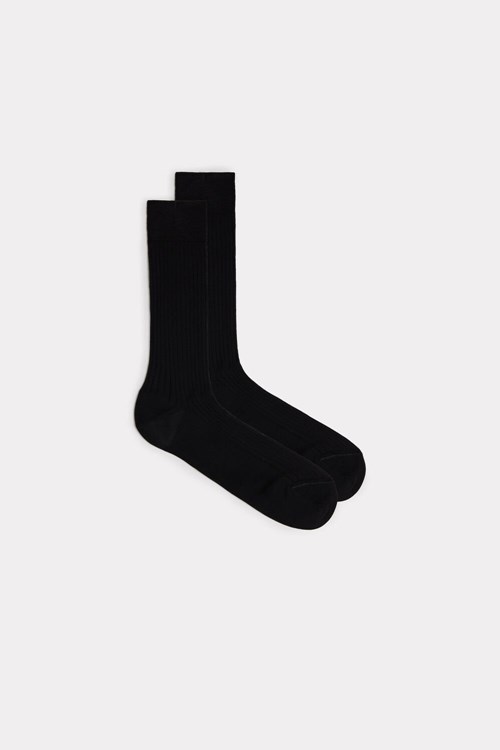 Intimissimi Krátké Žebrovaný Egyptian Bavlněné Socks Černé Černé | 7364105-BC