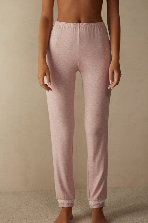 Intimissimi Long Modal Krajkové Detail Trousers Růžové Světle Růžové | 8734526-VP