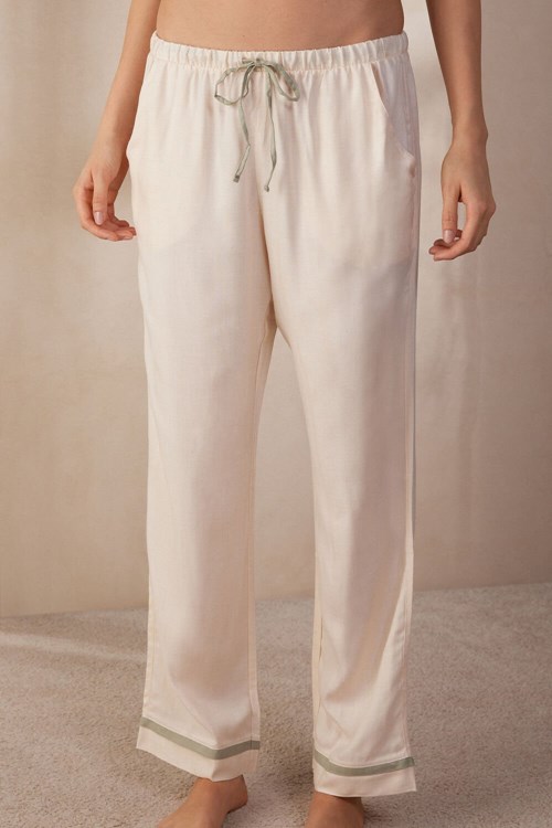 Intimissimi Lost in Fields Full Length Pants in Plain-weave Modal Bílé | 4523196-RB