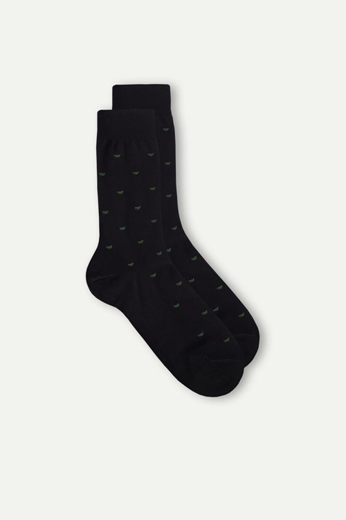 Intimissimi Men’s Krátké Socks in Patterned Lisle Bavlněné Černé Černé | 8671290-ZX