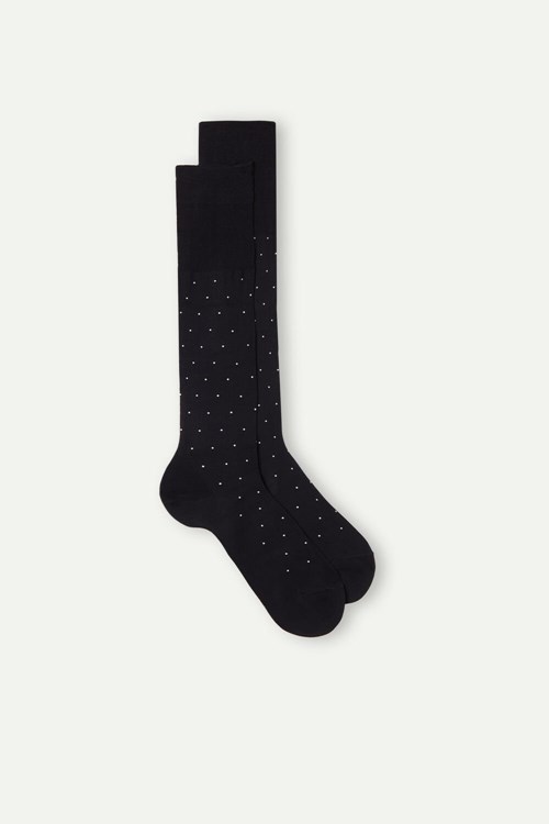 Intimissimi Men’s Long Socks in Patterned Lisle Bavlněné Černé Černé | 9327160-KG