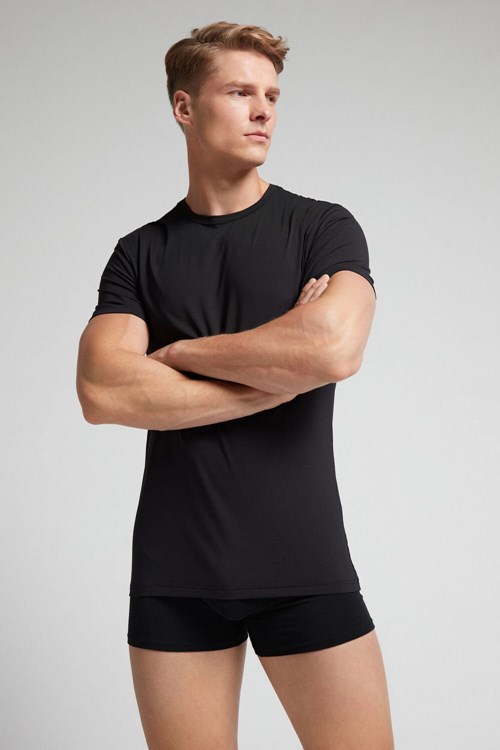 Intimissimi Microfiber T-shirt Černé Černé | 4713259-QZ