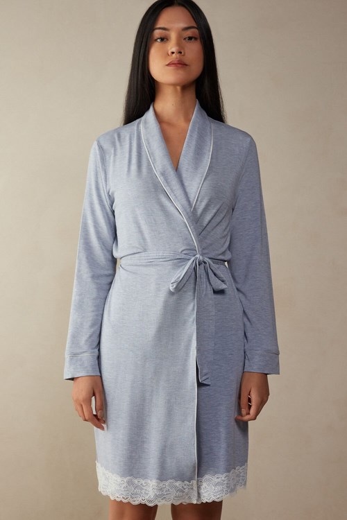 Intimissimi Modal Krajkové Detail Robe Světle Blankyt Světle Blankyt | 5067934-CT