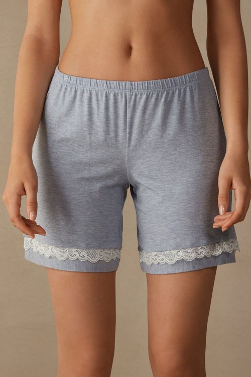 Intimissimi Modal Shorts with Krajkové Details Světle Blankyt Světle Blankyt | 4396105-YV