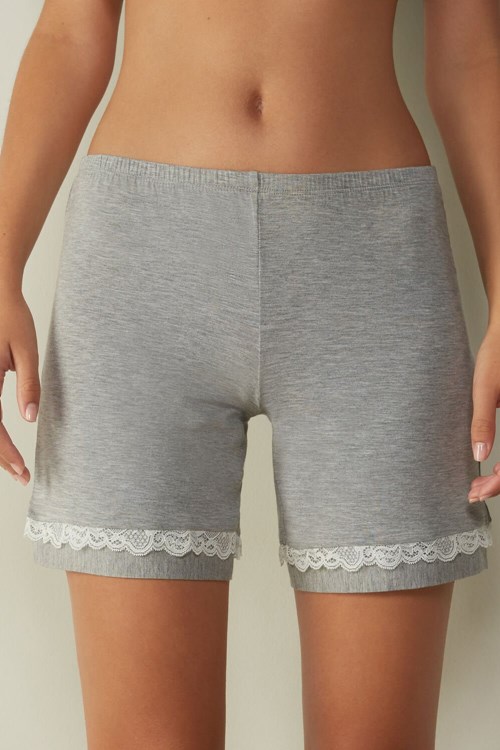 Intimissimi Modal Shorts with Krajkové Details Šedé Světle Šedé | 4593207-CP