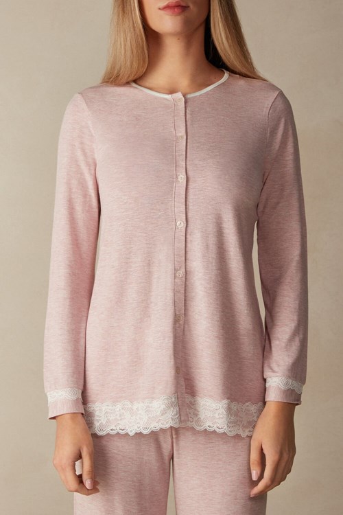 Intimissimi Modal and Krajkové Cardigan Růžové Světle Růžové | 6243075-ZK