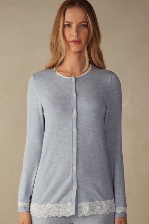 Intimissimi Modal and Krajkové Cardigan Světle Blankyt Světle Blankyt | 8172409-VW