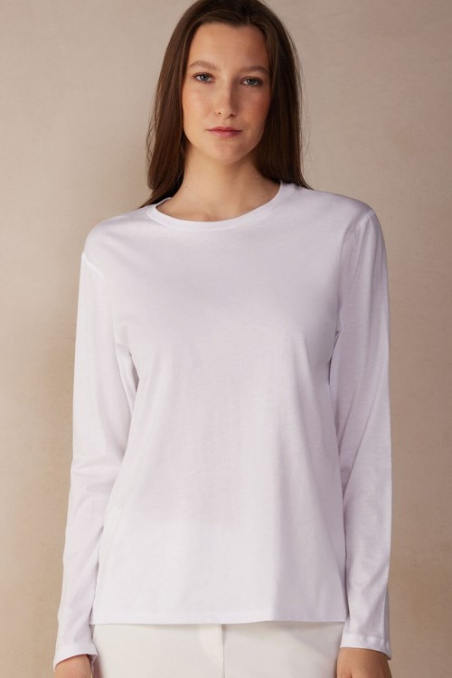 Intimissimi Oversized Long Sleeve Top in Supima® Bavlněné Bílé Bílé | 2408569-TK