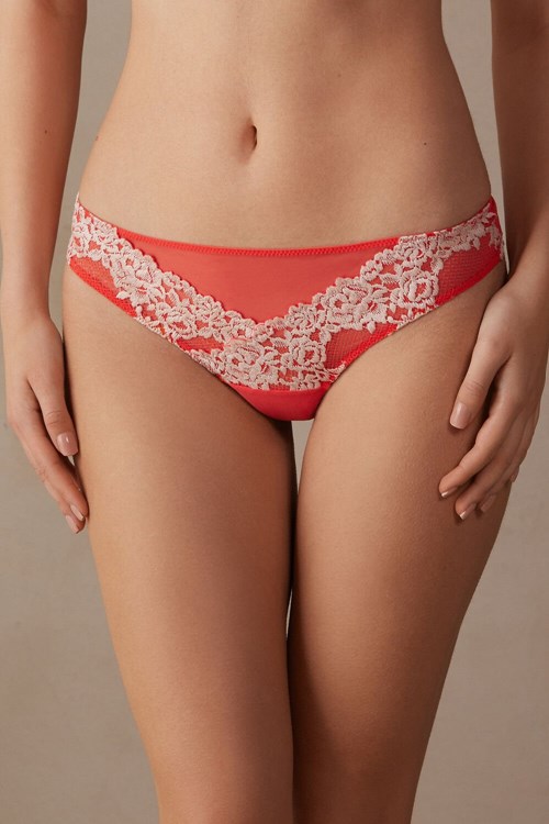 Intimissimi Pretty Flowers Brazilian Ivory - 216j - Flame Scarlet / Ivory | 0617983-XD