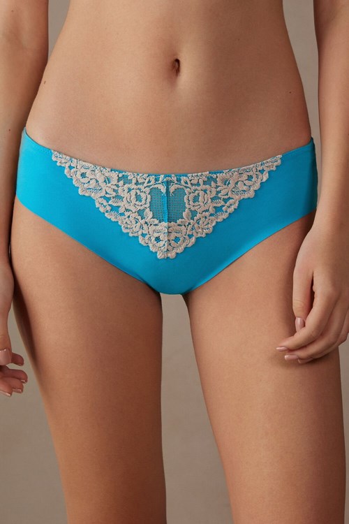 Intimissimi Pretty Flowers Seamless Bavlněné Panties Blankyt Tyrkysové | 0891423-EZ