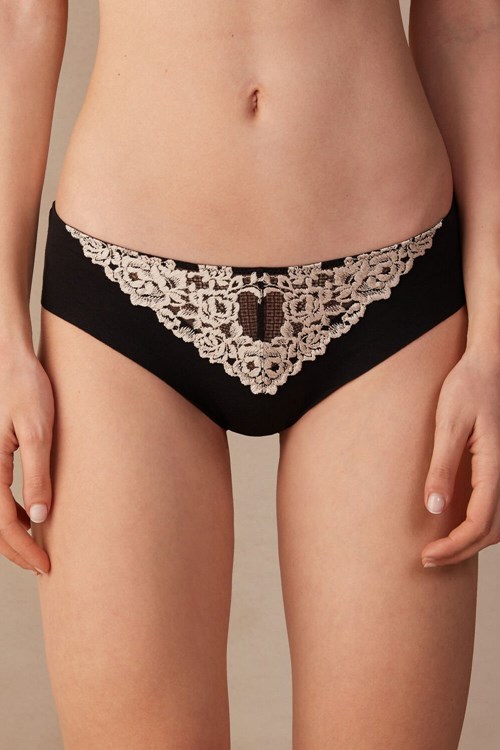 Intimissimi Pretty Flowers Seamless Bavlněné Panties Viacfarebný Černé | 4769583-UO