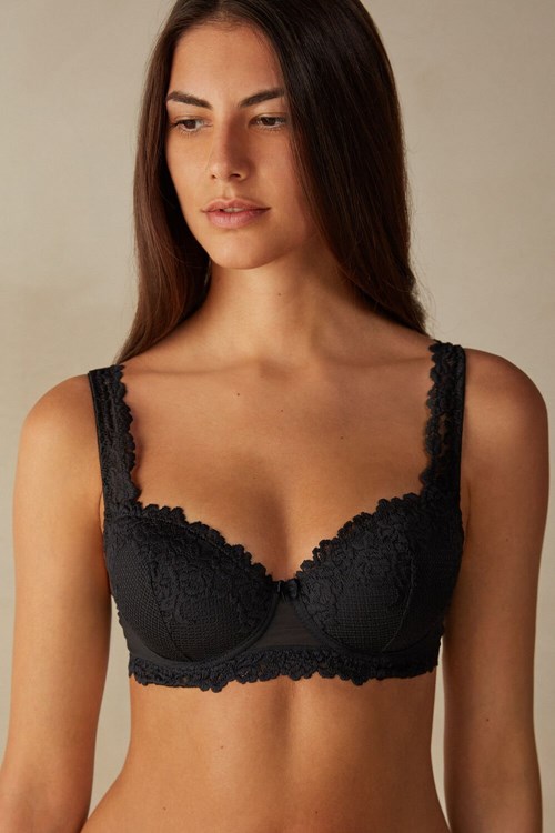 Intimissimi Pretty Flowers Sofia Balconette Bra Černé Černé | 8239561-JR