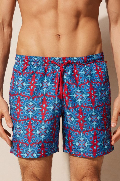 Intimissimi Red Moroccan Print Swim Trunks Blankyt Červené | 8052197-RK