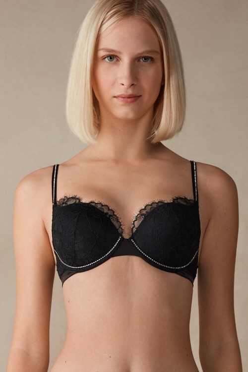 Intimissimi Shine High Like Stars Elettra Super Push-up Bra Černé Černé | 2159087-QP