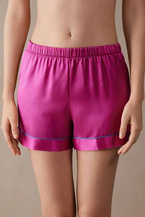 Intimissimi Silk Shorts with Contrast Trim Růžové Růžové | 7543098-KH