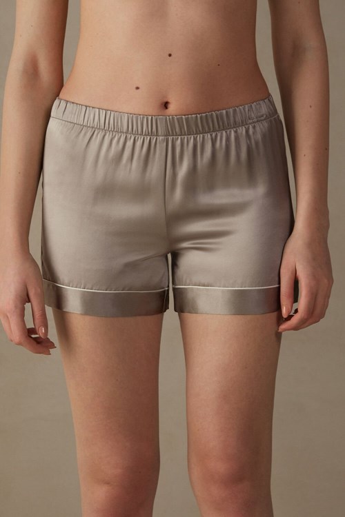 Intimissimi Silk Shorts with Contrast Trim Béžový | 8970364-SZ