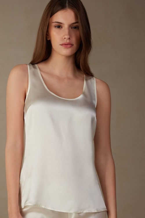 Intimissimi Silk and Modal Tank Top Bílé | 0715483-TI