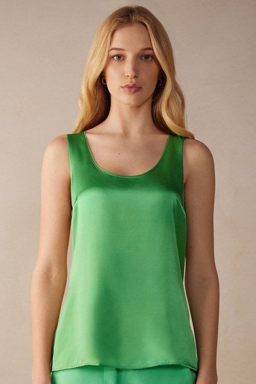 Intimissimi Silk and Modal Tank Top Zelene Mátově Zelená | 0235981-RX