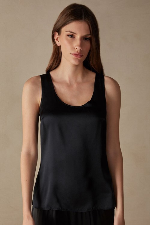 Intimissimi Silk and Modal Tank Top Černé Černé | 7205634-YV