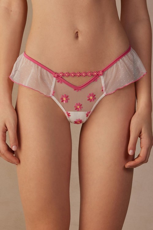 Intimissimi Sweet Like Daisies ‘80s Style Brazilian Bílé Fuchsie Růžové Bílé | 3486219-HD