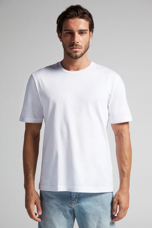 Intimissimi T-shirt in Bavlněné Jersey Bílé Bílé | 4380165-HX