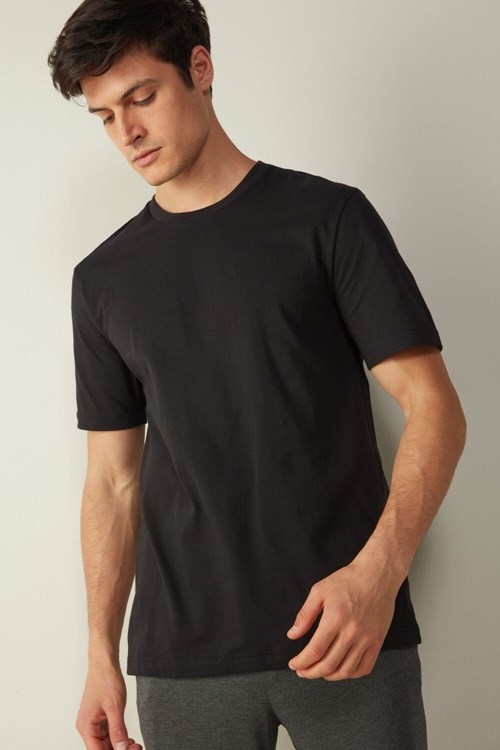 Intimissimi T-shirt in Bavlněné Jersey Černé Černé | 2468791-IX