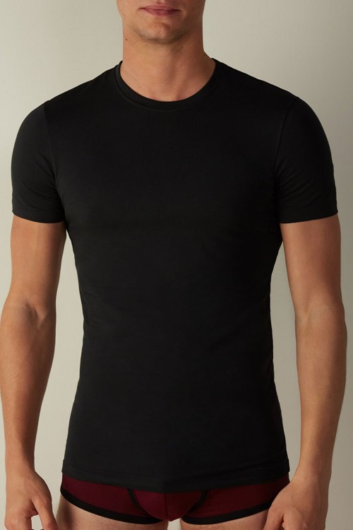 Intimissimi T-shirt in Stretch Supima® Bavlněné Černé Černé | 5149270-EL