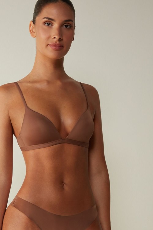 Intimissimi Tiziana Microfiber Triangle Bra Tmavě Béžový | 5416972-DF