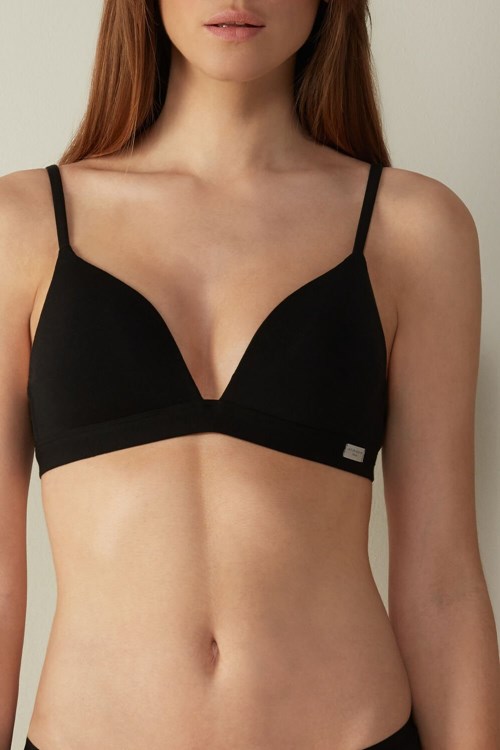 Intimissimi Tiziana Triangle Bra in Bavlněné Černé Černé | 7158209-YH