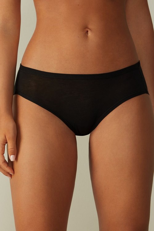 Intimissimi Ultralight Supima® Bavlněné Briefs Černé Černé | 2138604-TO