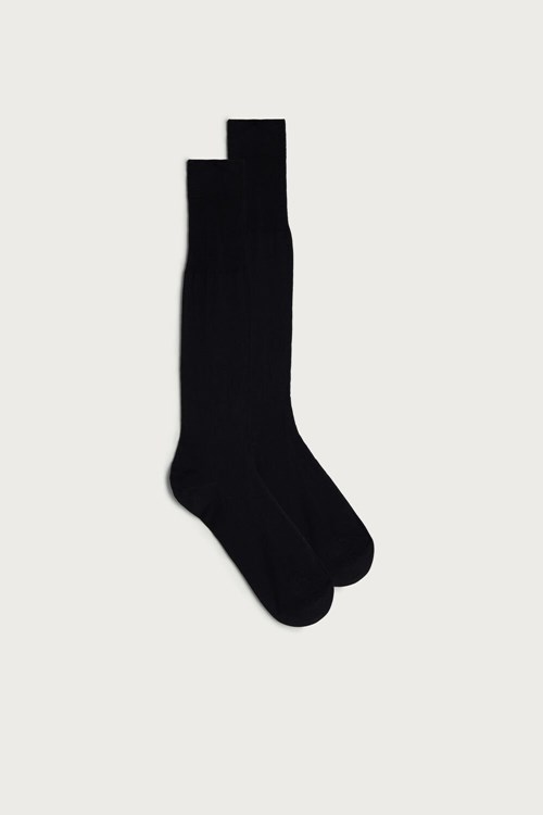 Intimissimi Vysoké Sateen Egyptian Bavlněné Socks Černé Černé | 8579621-OQ