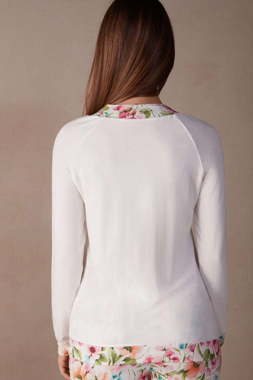 Intimissimi Botanical Lyrics Long Sleeve Modal Top Bílé | 8204593-CB