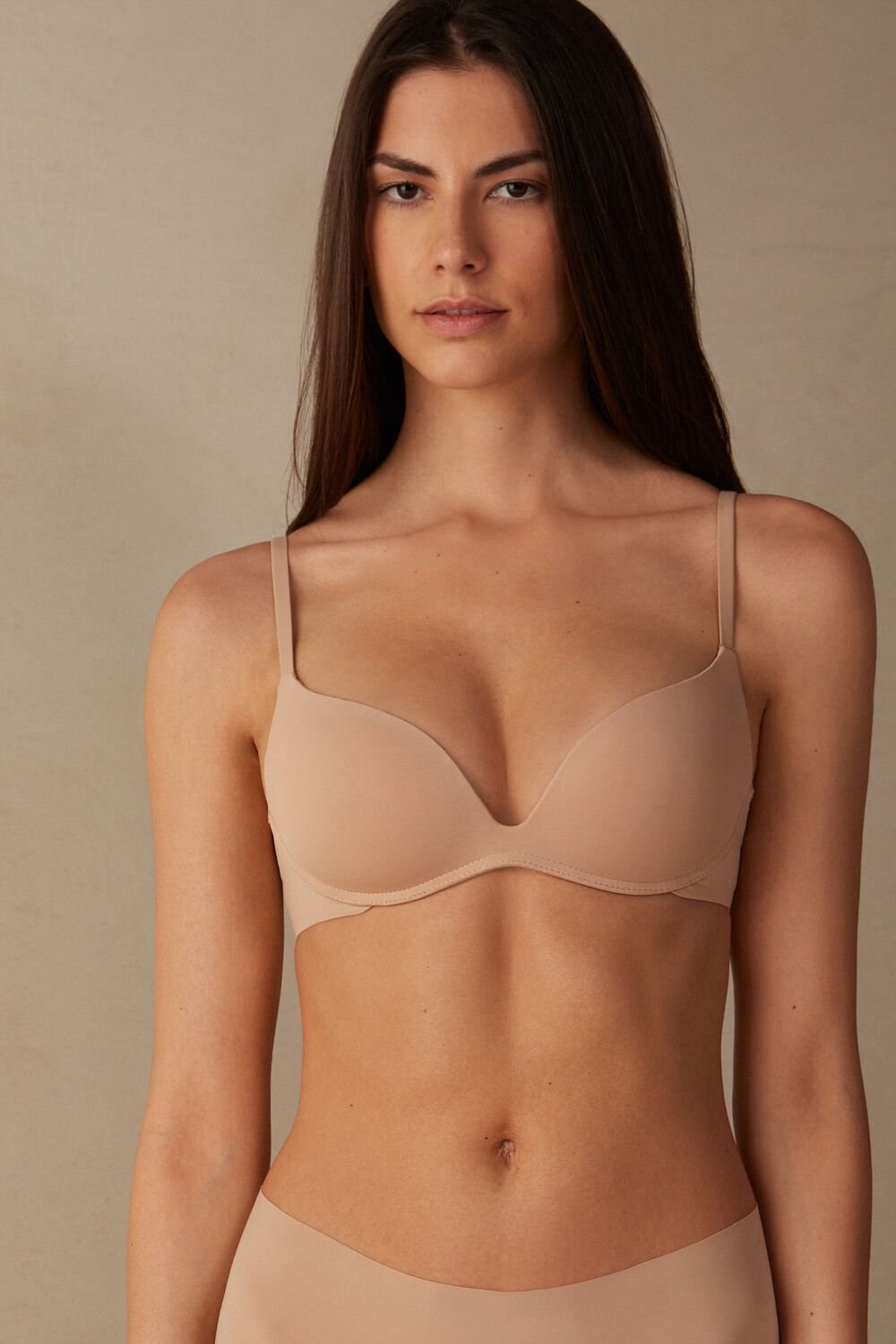 Intimissimi Gioia B Cup Microfiber Super Push-Up Bra Béžový | 8217430-RX