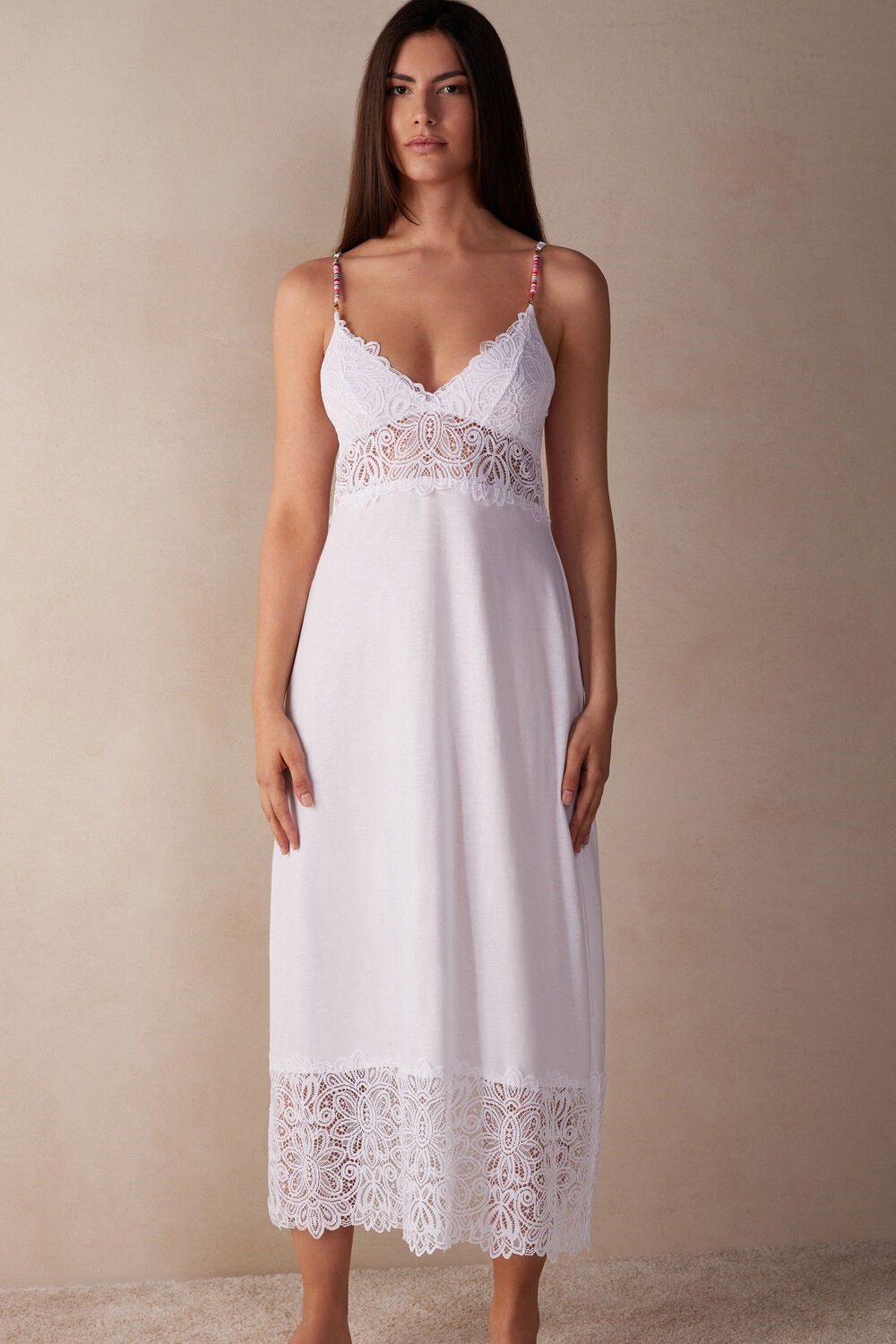 Intimissimi Hot Summer Days Long Nightgown in Supima® Ultrafresh Bavlněné Bílé Bílé | 1867025-MB