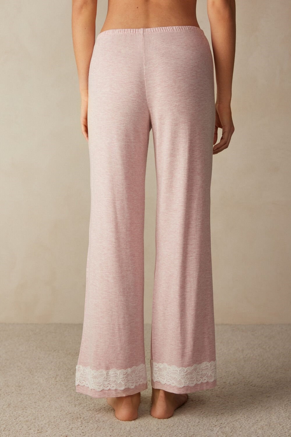 Intimissimi Krajkové Trim Full Length Pants in Modal Růžové Světle Růžové | 5602184-QB