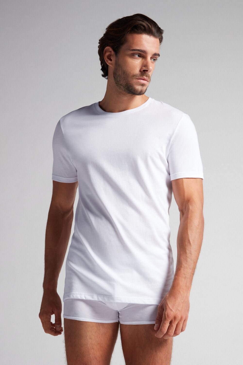 Intimissimi Krátké Sleeve Crew Neck T Shirt in Supima® Bavlněné Bílé Bílé | 7326859-NB